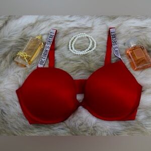 Red Victoria's Secret Very Sexy Push-up Shine Strap Bra 38DD